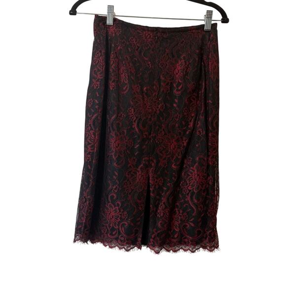 Finity Studio Women's Black Red 100% Skirt Floral Print Back Zip Lined Size 6 - Picture 2 of 6